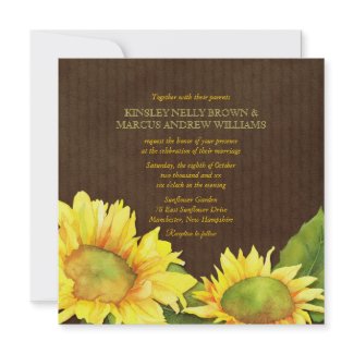 Yellow Watercolor Sunflowers Floral Fall Wedding zazzle_invitation