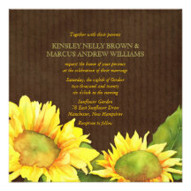 Yellow Watercolor Sunflowers Floral Fall Wedding Custom Announcements