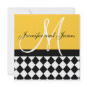 Yellow Wedding Invitation Monogram Harlequin invitation
