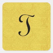 Yellow Wedding Monogram Any Letter B577 Square Stickers