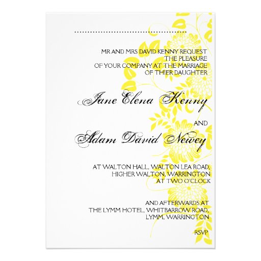 yellow wedding personalized announcements