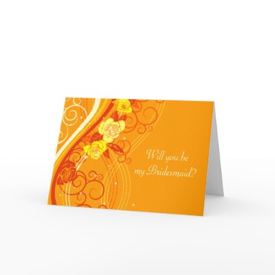 Yellow Wedding Roses Orange Greeting Cards