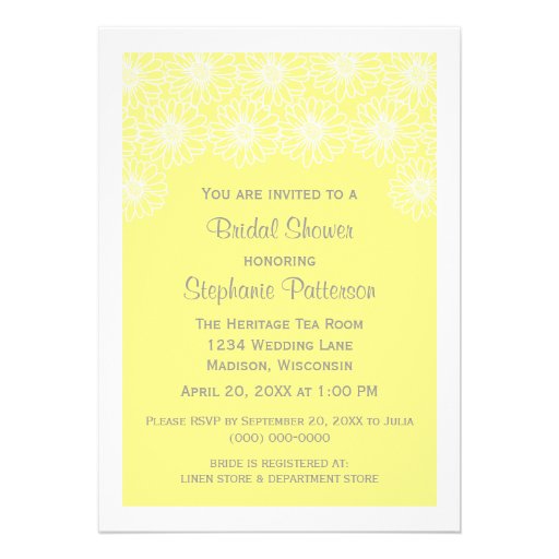 Yellow Whimsical Daisies Bridal Shower Invite