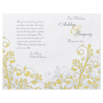 Yellow & White Abstract Floral Wedding Program Flyer
