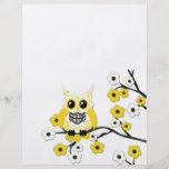 Yellow White Cherry Blossoms Owl Flyer