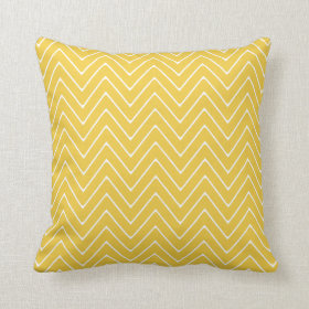 Yellow White Chevron Pattern 2A Throw Pillows