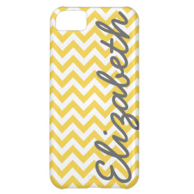 Yellow White Chevron Pattern Cover For iPhone 5C