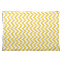Yellow White Chevron Pattern Place Mats