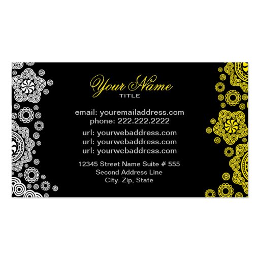 Yellow & White Circles Pattern Combo Business Cards (back side)