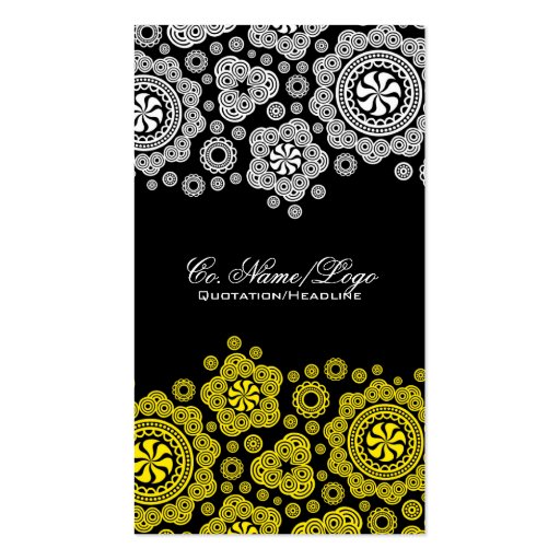 Yellow & White Circles Pattern Combo Business Cards (front side)