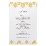 Yellow White Damask Arabesque Wedding Menu Card Flyer