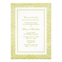 Yellow & White Damask Wedding Anniversary Invite invitations