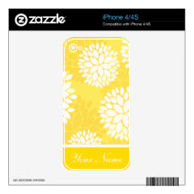 Yellow White Floral Monogram Decals For iPhone 4S