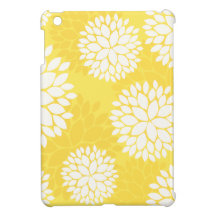 Yellow White Floral Monogram Case For The iPad Mini
