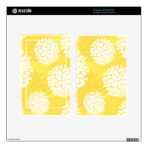 Yellow White Floral Monogram Kindle Fire Decals