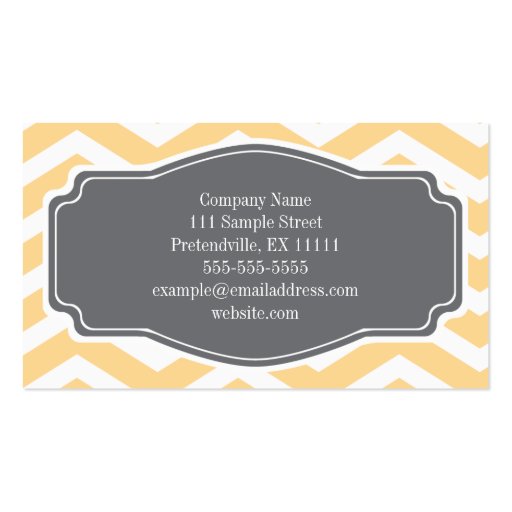 Yellow White Grey Chevron Personal Business Card (back side)