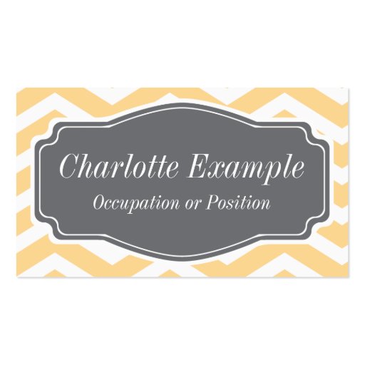 Yellow White Grey Chevron Personal Business Card (front side)