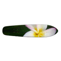 Yellow & White Hawaiian Plumeria Flower Skateboard