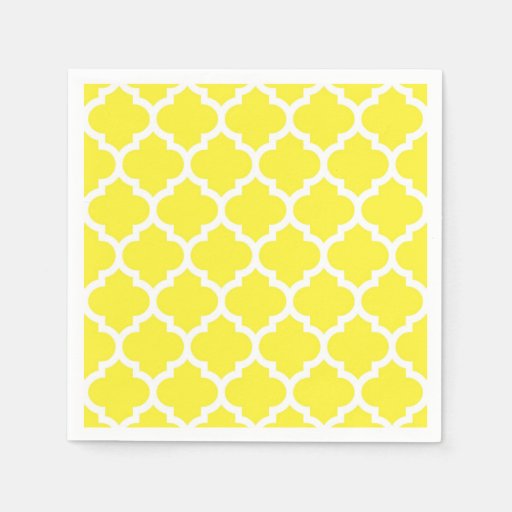 Yellow White Moroccan Quatrefoil Pattern 5 Paper Napkin Zazzle