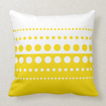 Yellow White Polka Dot Pillow Cushion