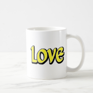 Yellow & White Star Love Coffee Mugs