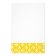 YELLOW WHITE VINTAGE DAMASK PATTERN 1 STATIONERY DESIGN