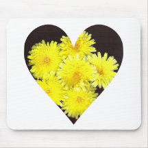 Yellow Wild Flowers Heart Mousepad