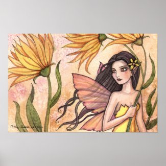 Yellow Wildflower Fairy Native American Poster