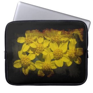 Yellow Wildflowers Black Edge Laptop Computer Sleeves