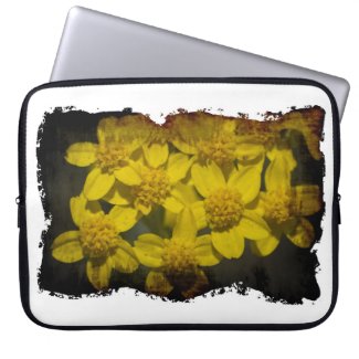 Yellow Wildflowers White Edge Laptop Computer Sleeve