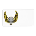 yellow winged skull custom shipping labels