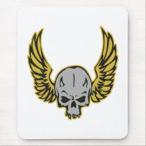 yellow winged skull mousepads