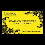 Yellow with black floral design business cards