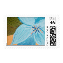 yellow with blue flower postage by Yogaheather yellow with blue flower postage