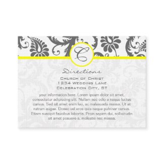 Yellow with Grey Damask Wedding Info Cards profilecard