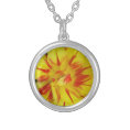 Yellow with Red Striped Flower Necklace necklace