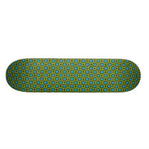 Yellow with turquoise and blac skateboards