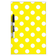 Yellow with White Polka Dots Dry-Erase Whiteboard