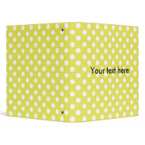 Yellow with white polkadots 3 ring binder