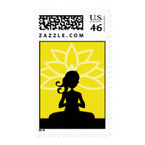 Yellow Yoga Silhouette Postage