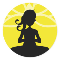 Yellow Yoga Silhouette Silhouette Round Sticker
