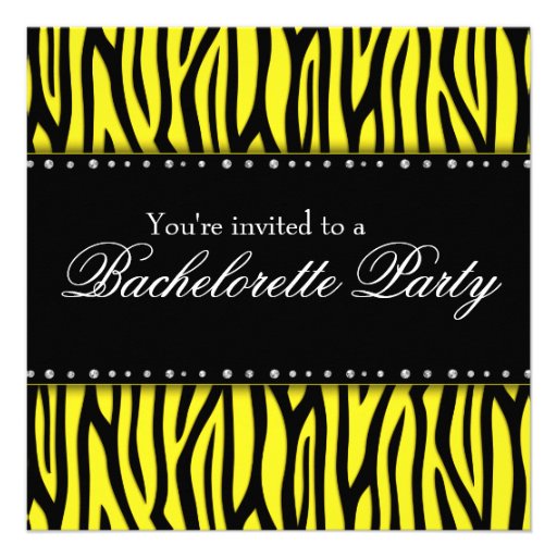 Yellow Zebra Diamonds Bachelorette Party Personalized Announcement