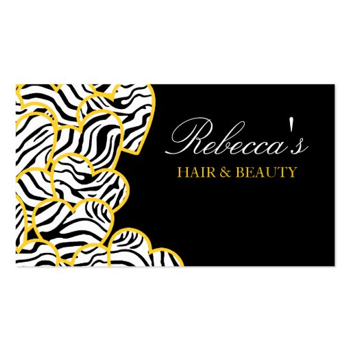 Yellow zebra Hearts Design Business Card