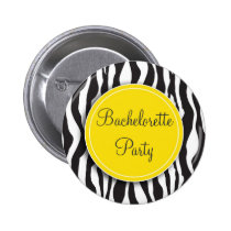 Yellow Zebra Print Bachelorette Party Button buttons