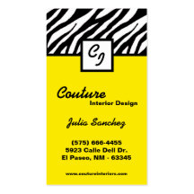 Yellow Zebra Print Personalize Business Card