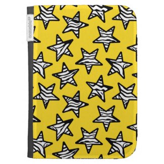 Yellow zebra print stars kindle 3 cover