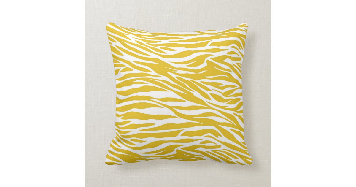 Yellow Zebra Stripes throw Pillow Zazzle
