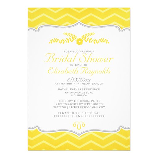 Yellow Zigzag Bridal Shower Invitations