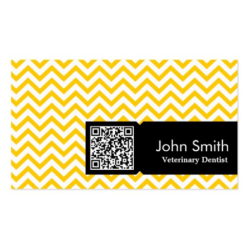 Yellow Zigzag Veterinary Dentist Business Card (front side)