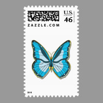 YellowButterfly Blue postage